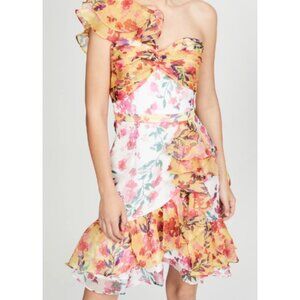 Marchesa Notte Ombre Sequin One-Shoulder Flutter Dress Size 6 Retails $895